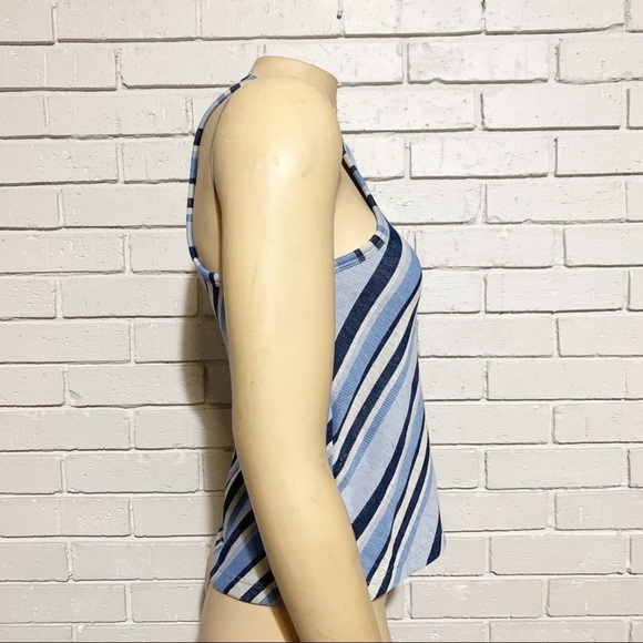 Free People Women’s Blue Diagonal Striped Tank - Picture 9 of 14